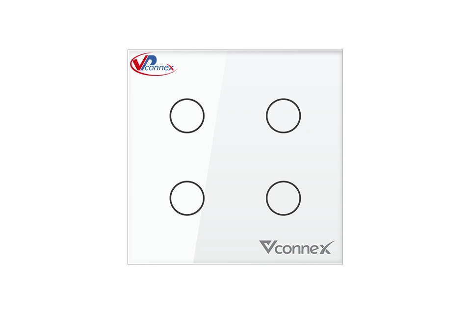 Công tắc thông minh 4 nút vuông không viền - Trắng