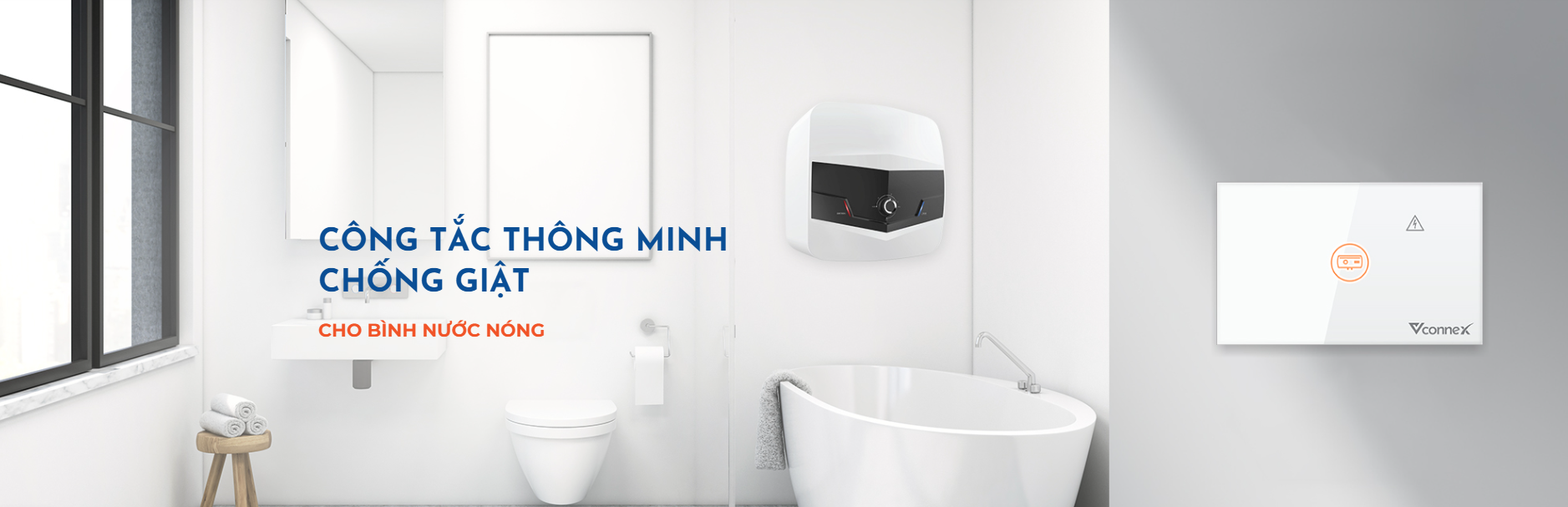Công tắc thông minh chống giật cho bình nước nóng viền nhôm